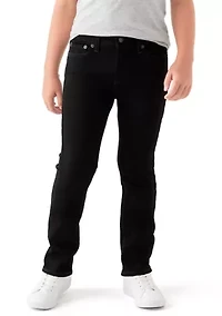 cotton bow accented straight jeans