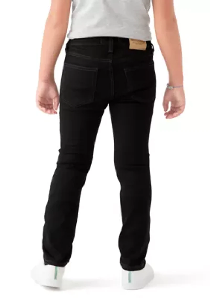 cotton bow accented straight jeans
