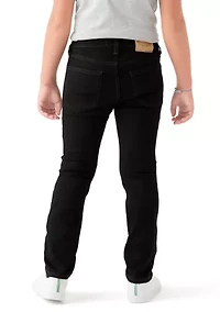 cotton bow accented straight jeans