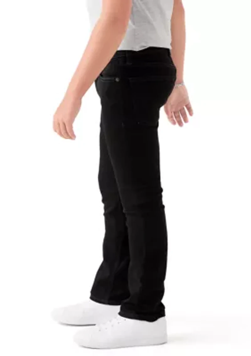 cotton bow accented straight jeans