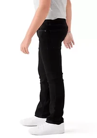 cotton bow accented straight jeans