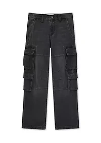denim baggy cargo jeans