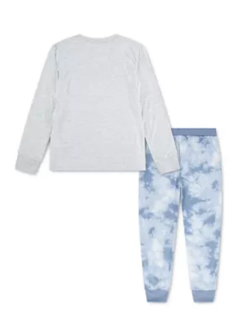 printed long sleeve jogger sleep set