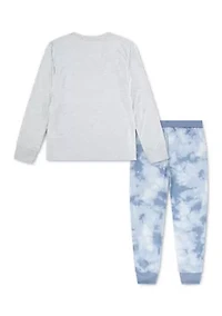 printed long sleeve jogger sleep set