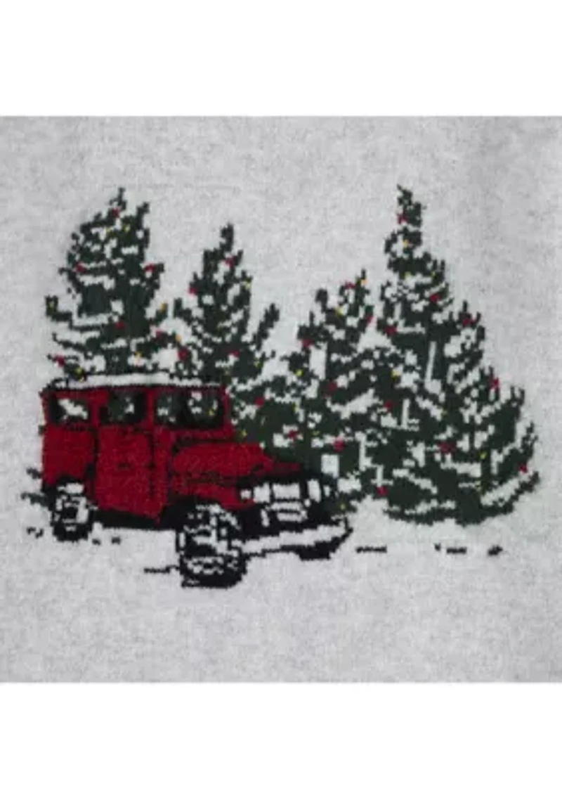 long sleeve truck crew intarsia sweater
