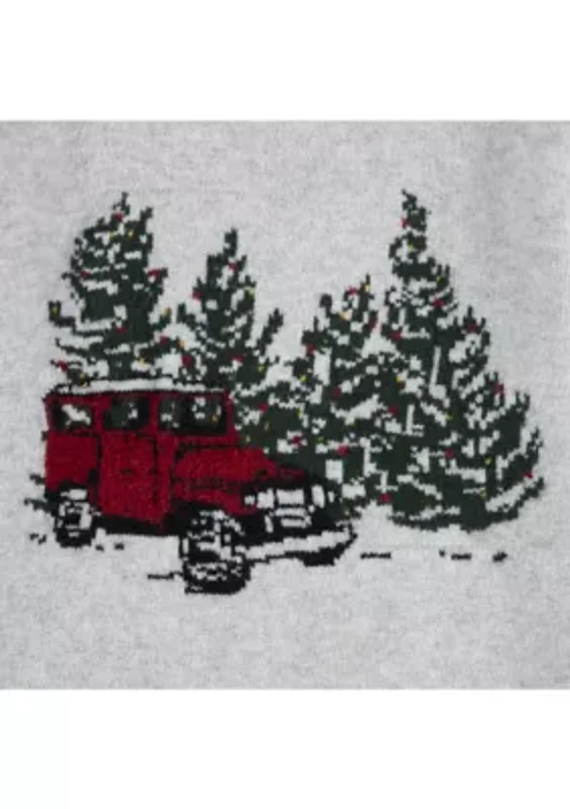 long sleeve truck crew intarsia sweater