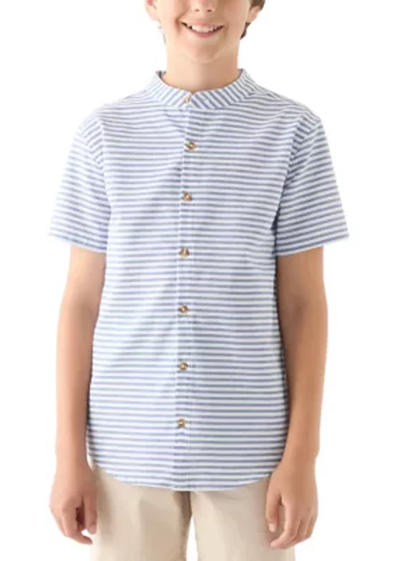 Boys 8-20 Short Sleeve Striped Woven Shirt