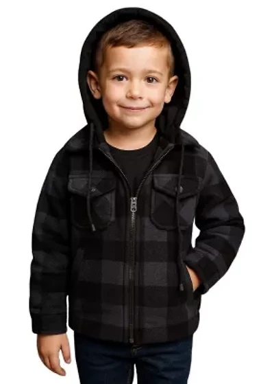 BOY'S QUILTED FLEECE HOODED SHIRT JACKET