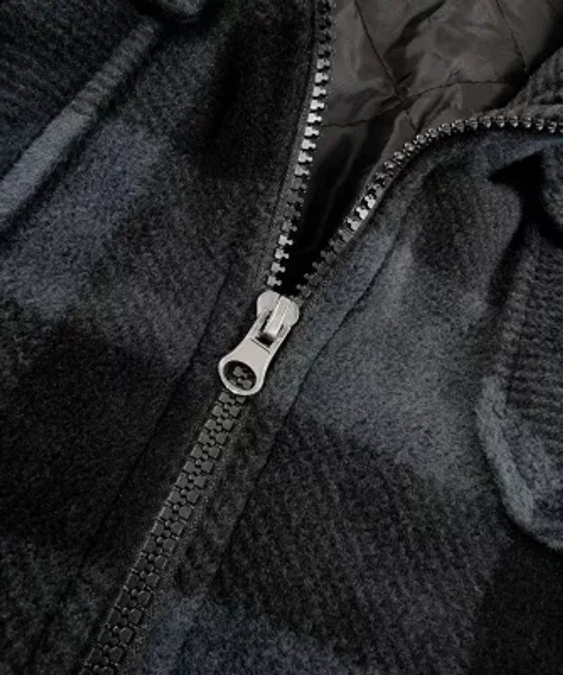 BOY'S QUILTED FLEECE HOODED SHIRT JACKET