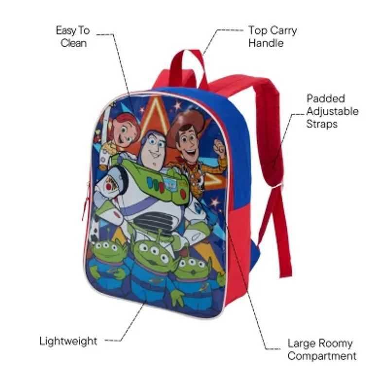 Toy Story 15" Boys Backpack With Padded Straps & Zip Compartment - Ideal Toddler Bookbag For School & Travel