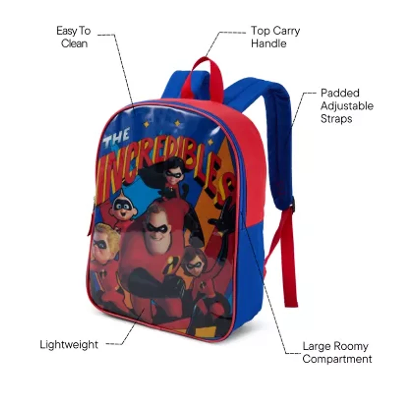 Incredibles 15" Boys Backpack With Padded Straps & Zip Compartment - Ideal Toddler Bookbag For School & Travel