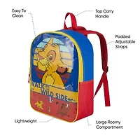 Lion King 15" Boys Backpack With Padded Straps & Zip Compartment - Ideal Toddler Bookbag For School & Travel