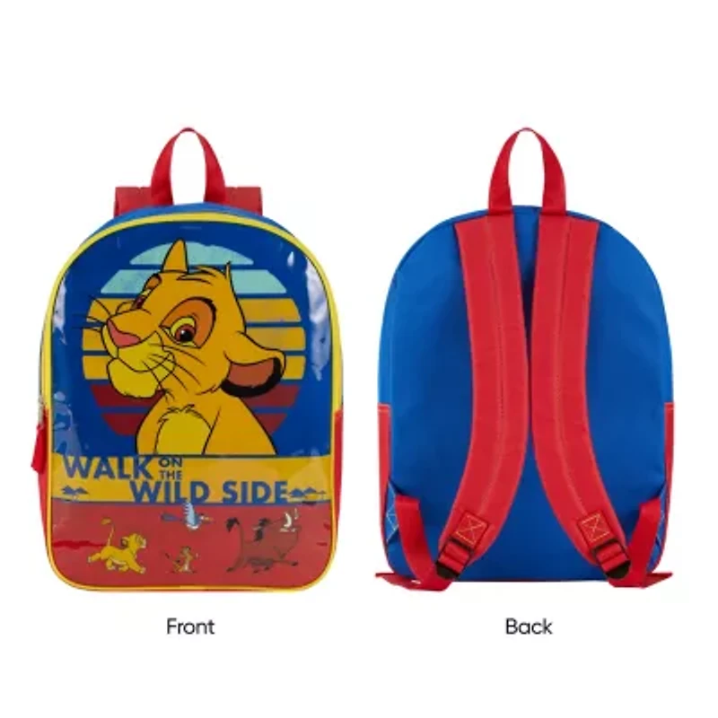 Lion King 15" Boys Backpack With Padded Straps & Zip Compartment - Ideal Toddler Bookbag For School & Travel
