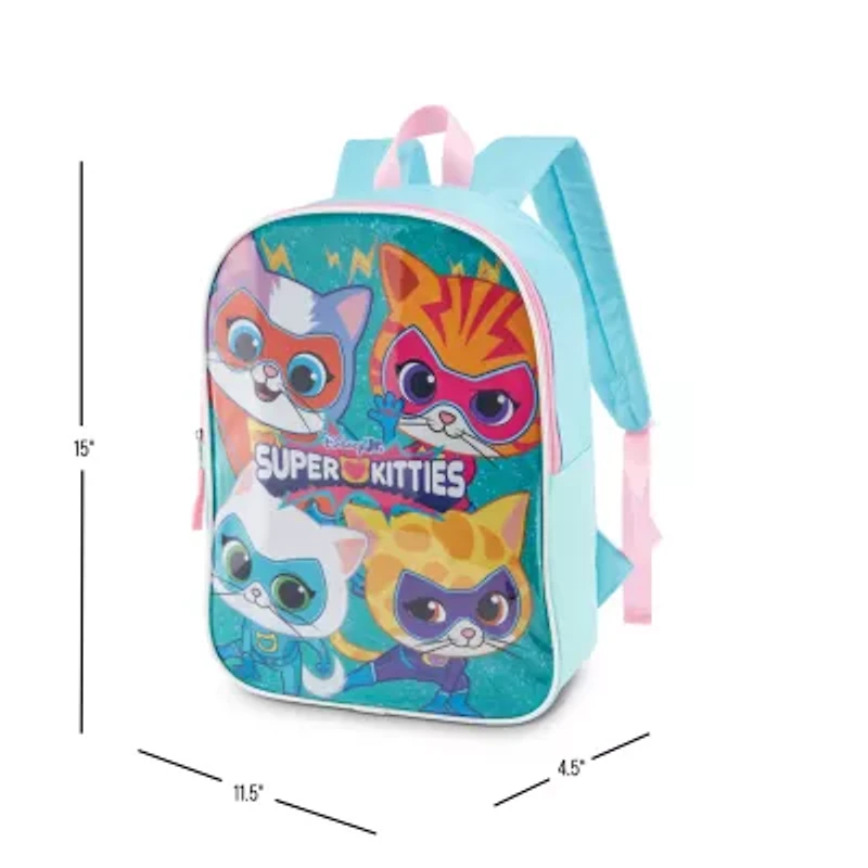 Super Kitties 15" Girls Backpack With Padded Straps & Zip Compartment - Ideal Toddler Bookbag For School & Travel