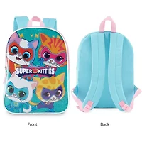 Super Kitties 15" Girls Backpack With Padded Straps & Zip Compartment - Ideal Toddler Bookbag For School & Travel