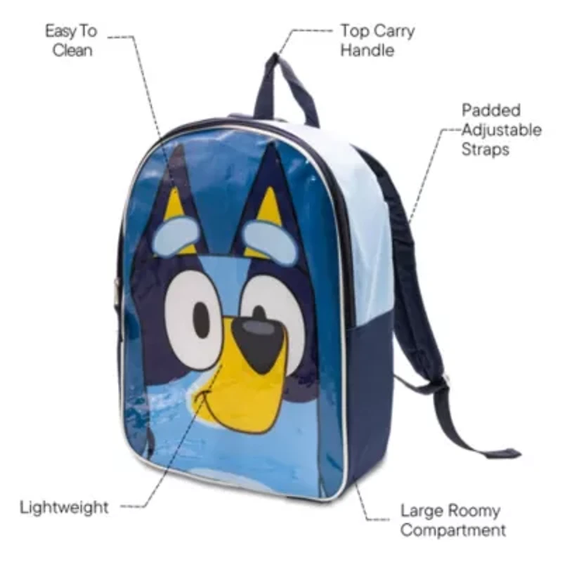 Bluey 15" Boys Backpack With Padded Straps & Zip Compartment - Ideal Toddler Bookbag For School & Travel