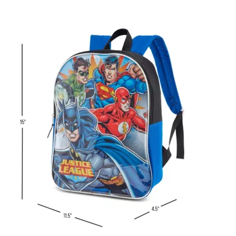 Justice League 15" Boys Backpack With Padded Straps & Zip Compartment - Ideal Toddler Bookbag For School & Travel