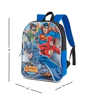 Justice League 15" Boys Backpack With Padded Straps & Zip Compartment - Ideal Toddler Bookbag For School & Travel