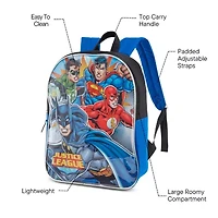 Justice League 15" Boys Backpack With Padded Straps & Zip Compartment - Ideal Toddler Bookbag For School & Travel