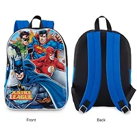 Justice League 15" Boys Backpack With Padded Straps & Zip Compartment - Ideal Toddler Bookbag For School & Travel