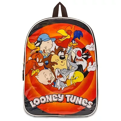 Looney Tunes 15" Boys Backpack With Padded Straps & Zip Compartment - Ideal Toddler Bookbag For School & Travel