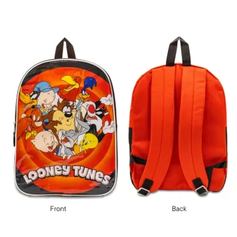 Looney Tunes 15" Boys Backpack With Padded Straps & Zip Compartment - Ideal Toddler Bookbag For School & Travel
