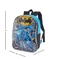 Batman 15" Boys Backpack With Padded Straps & Zip Compartment - Ideal Toddler Bookbag For School & Travel