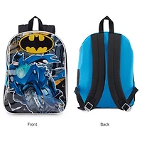 Batman 15" Boys Backpack With Padded Straps & Zip Compartment - Ideal Toddler Bookbag For School & Travel