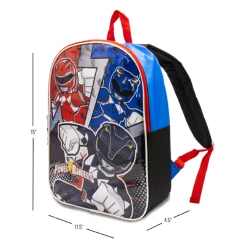 Power Rangers 15" Boys Backpack With Padded Straps & Zip Compartment - Ideal Toddler Bookbag For School & Travel