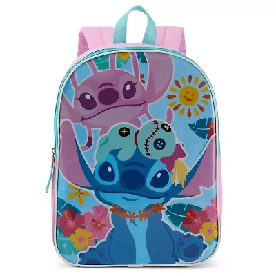 Lilo & Stitch 15" Girls Backpack With Padded Straps & Zip Compartment - Ideal Toddler Bookbag For School & Travel