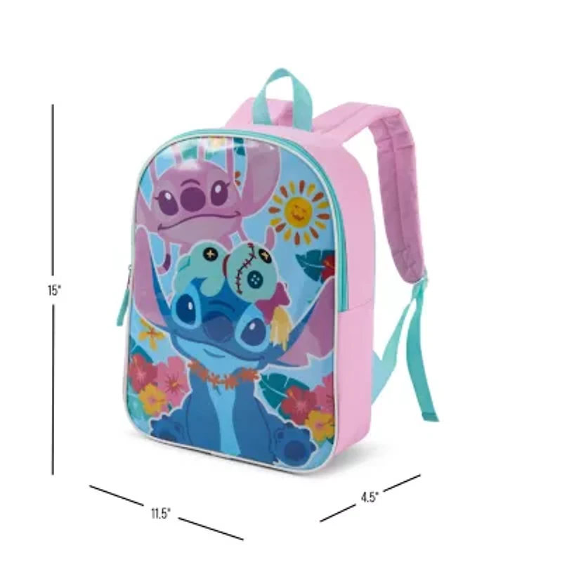 Lilo & Stitch 15" Girls Backpack With Padded Straps & Zip Compartment - Ideal Toddler Bookbag For School & Travel