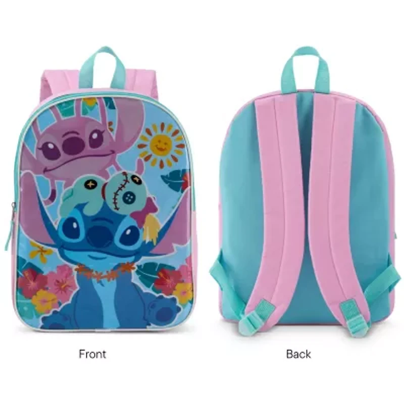 Lilo & Stitch 15" Girls Backpack With Padded Straps & Zip Compartment - Ideal Toddler Bookbag For School & Travel