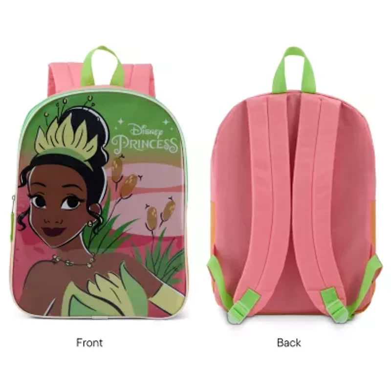 Princess Tiana 15" Girls Backpack With Padded Straps & Zip Compartment - Ideal Toddler Bookbag For School & Travel
