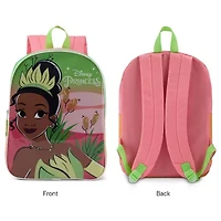 Princess Tiana 15" Girls Backpack With Padded Straps & Zip Compartment - Ideal Toddler Bookbag For School & Travel