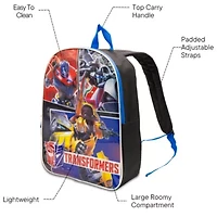 Transformers 15" Boys Backpack With Padded Straps & Zip Compartment - Ideal Toddler Bookbag For School & Travel