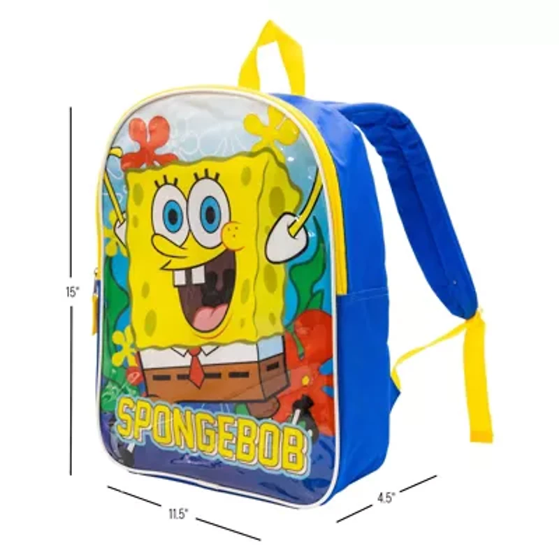 Spongebob Squarepants 15" Boys Backpack With Padded Straps & Zip Compartment - Ideal Toddler Bookbag For School & Travel