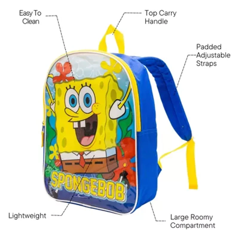 Spongebob Squarepants 15" Boys Backpack With Padded Straps & Zip Compartment - Ideal Toddler Bookbag For School & Travel