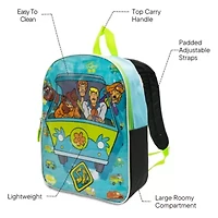 Scooby-Doo 15" Boys Backpack With Padded Straps & Zip Compartment - Ideal Toddler Bookbag For School & Travel