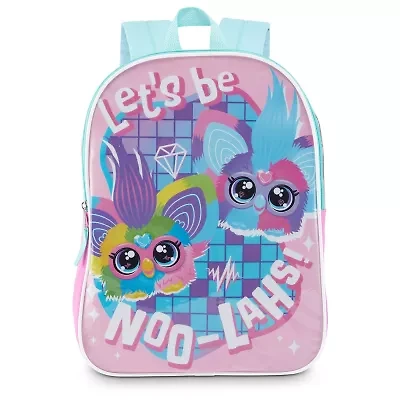 Furby 15" Girls Backpack With Padded Straps & Zip Compartment - Ideal Toddler Bookbag For School & Travel