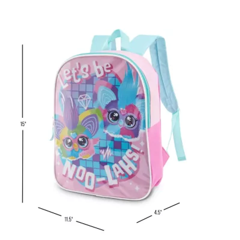 Furby 15" Girls Backpack With Padded Straps & Zip Compartment - Ideal Toddler Bookbag For School & Travel