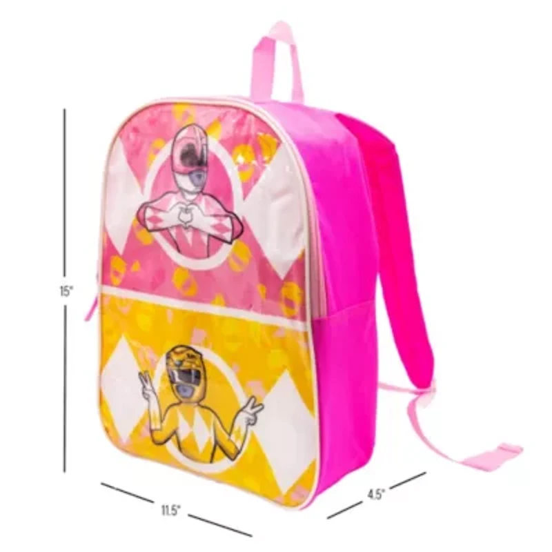 Power Rangers 15" Girls Backpack With Padded Straps & Zip Compartment - Ideal Toddler Bookbag For School & Travel