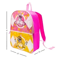 Power Rangers 15" Girls Backpack With Padded Straps & Zip Compartment - Ideal Toddler Bookbag For School & Travel