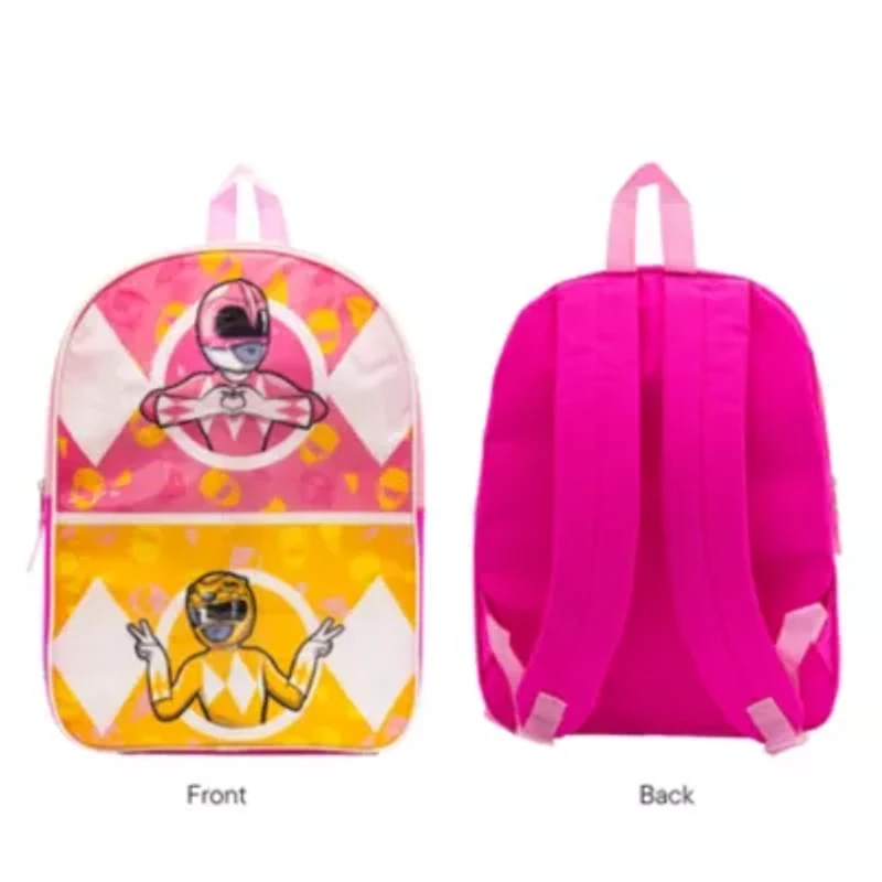 Power Rangers 15" Girls Backpack With Padded Straps & Zip Compartment - Ideal Toddler Bookbag For School & Travel