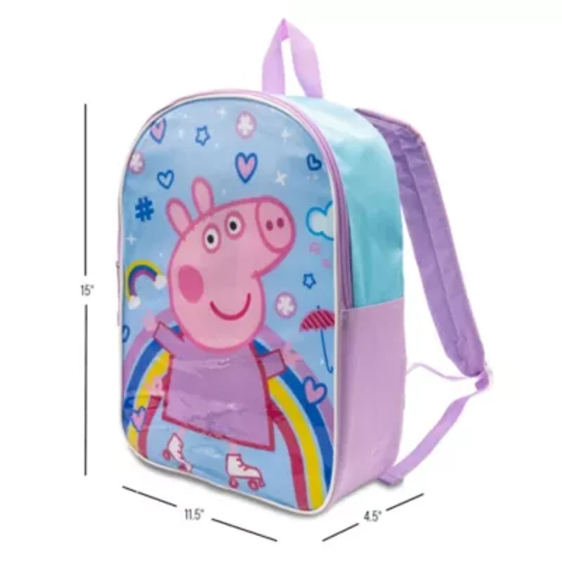 Peppa Pig 15" Girls Backpack With Padded Straps & Zip Compartment - Ideal Toddler Bookbag For School & Travel