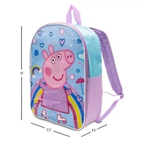 Peppa Pig 15" Girls Backpack With Padded Straps & Zip Compartment - Ideal Toddler Bookbag For School & Travel
