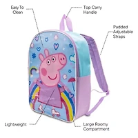 Peppa Pig 15" Girls Backpack With Padded Straps & Zip Compartment - Ideal Toddler Bookbag For School & Travel