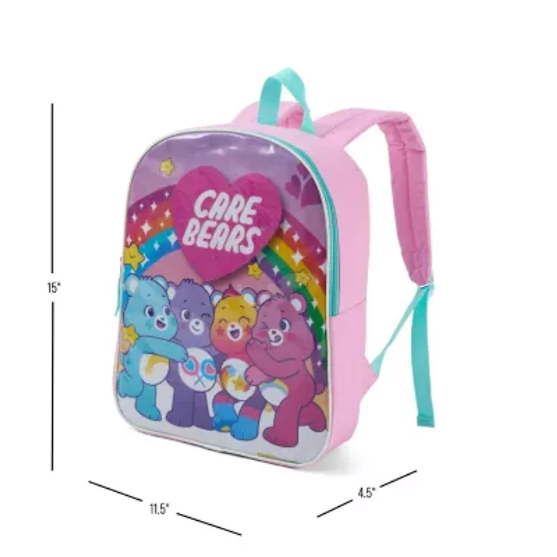 Care Bears 15" Girls Backpack With Padded Straps & Zip Compartment - Ideal Toddler Bookbag For School & Travel