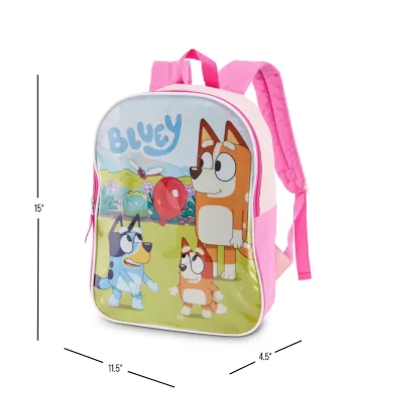 Bluey 15" Girls Backpack With Padded Straps & Zip Compartment - Ideal Toddler Bookbag For School & Travel