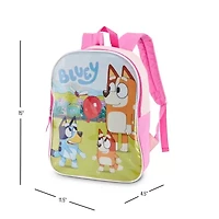 Bluey 15" Girls Backpack With Padded Straps & Zip Compartment - Ideal Toddler Bookbag For School & Travel