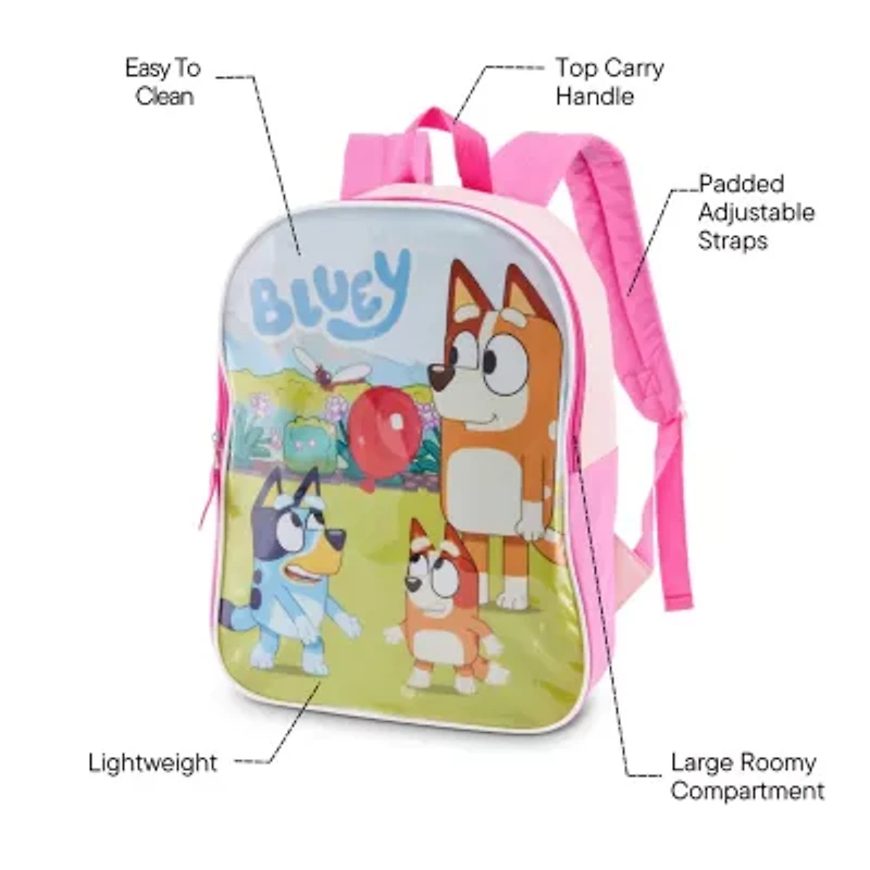 Bluey 15" Girls Backpack With Padded Straps & Zip Compartment - Ideal Toddler Bookbag For School & Travel